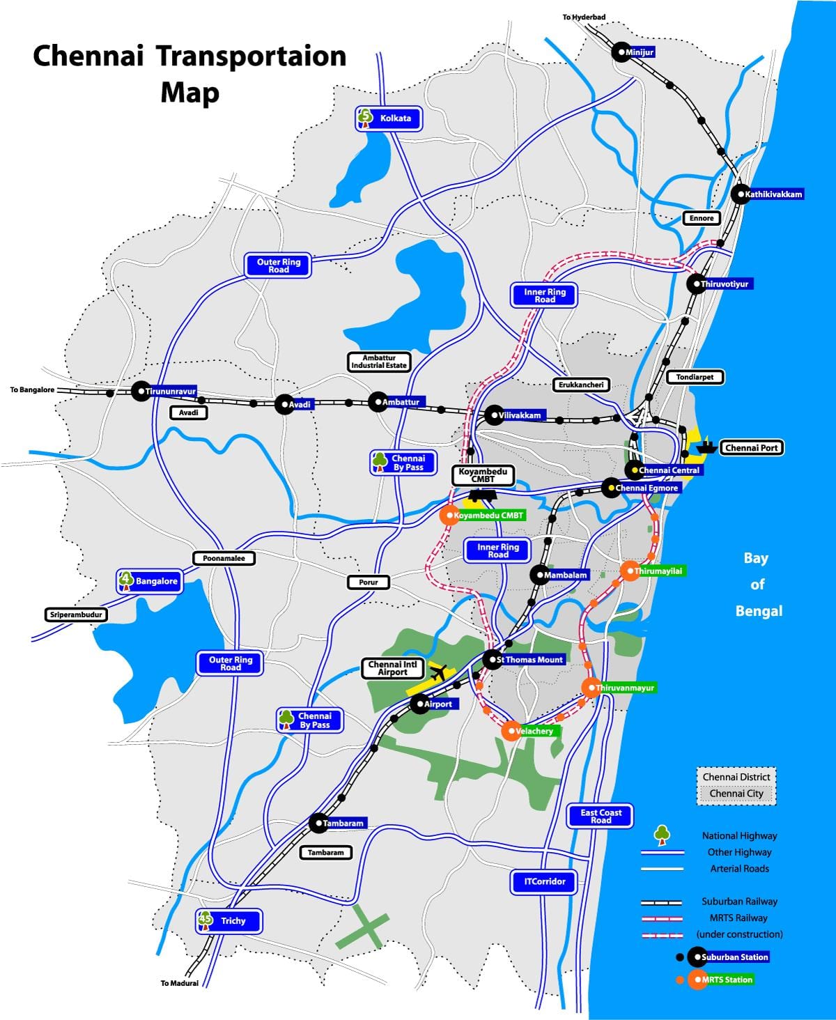 karte Chennai ezeri