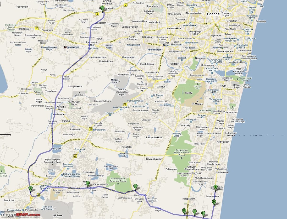 maršruta karte Chennai