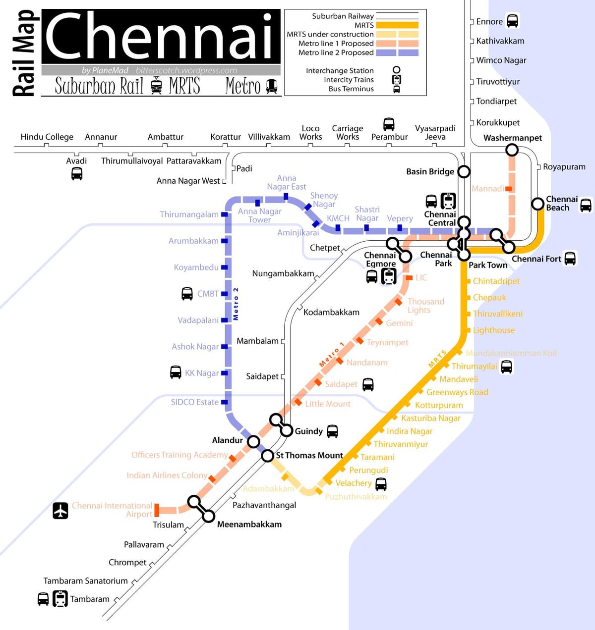 metro dzelzceļa Chennai maršruta karte