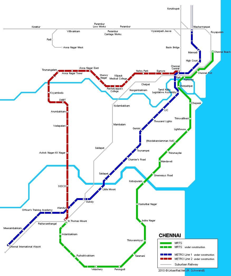 Chennai metro stacija map