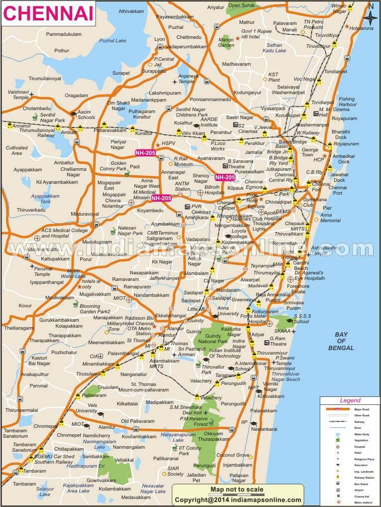 Chennai city pilnu karte