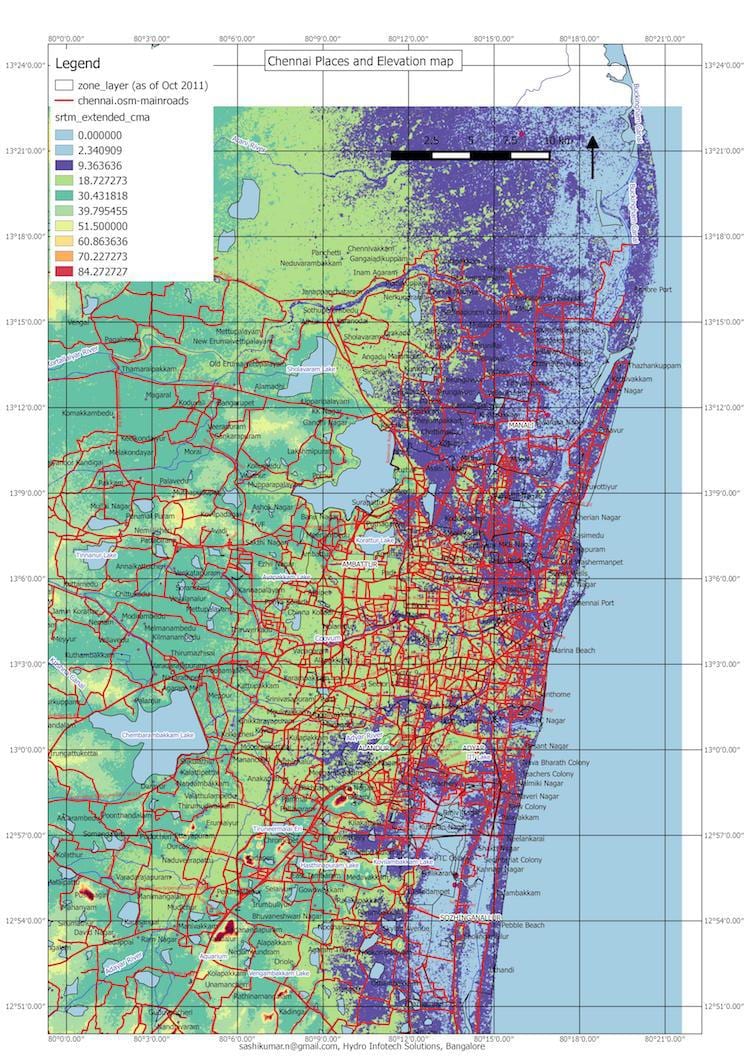 plūdu karte Chennai