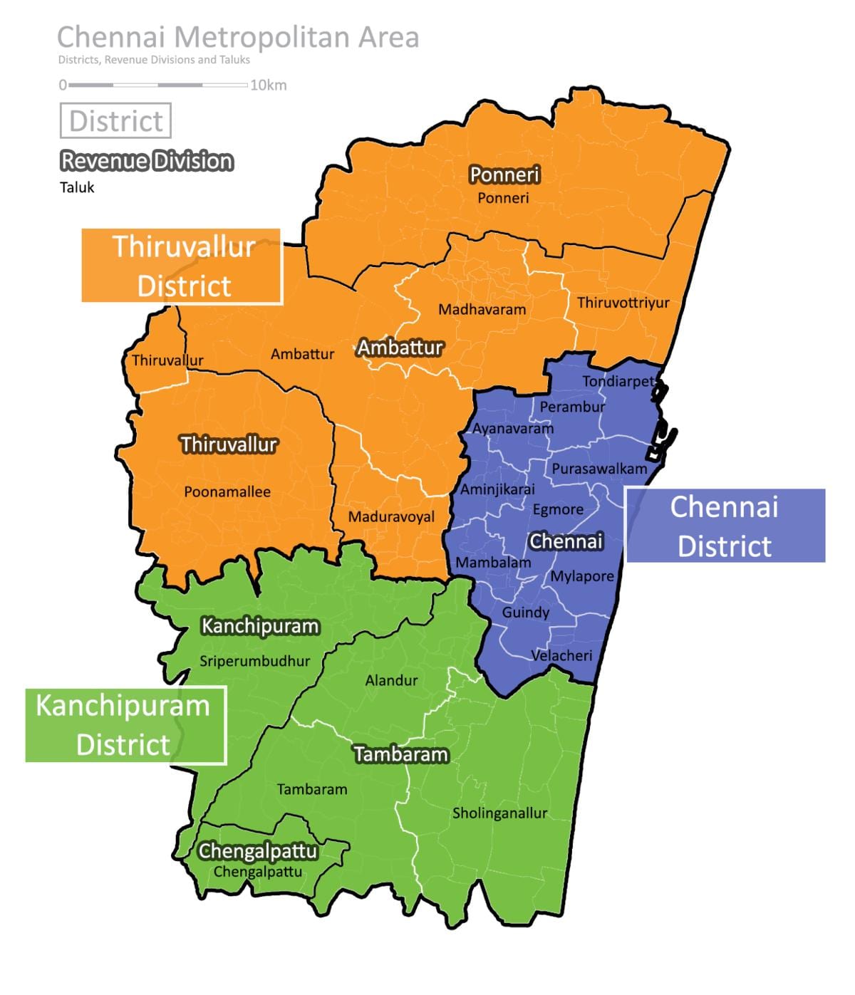 Chennai karte ar zonām