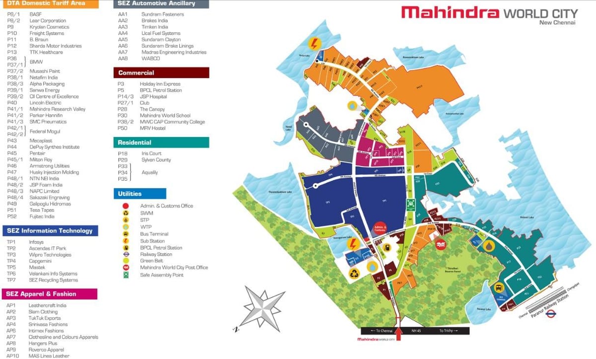 karte Mahindra pilsētas Chennai