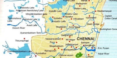 Chennai ūdenstilpju karte