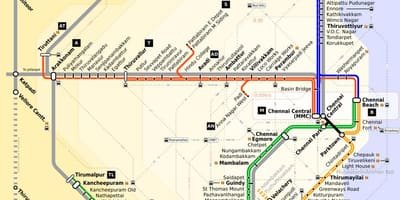 Chennai city kartes ar autobusu maršruti