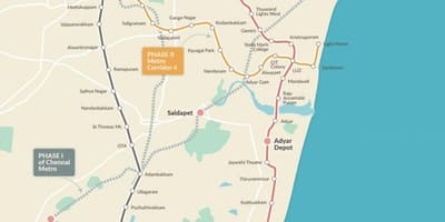Metro dzelzceļa Chennai maršruta karte 2. posms