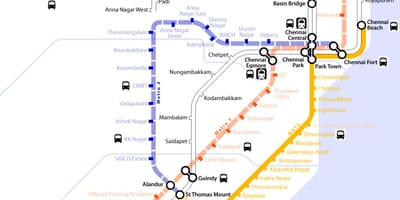 Metro dzelzceļa Chennai maršruta karte