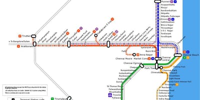 Chennai piepilsētas dzelzceļa kartes