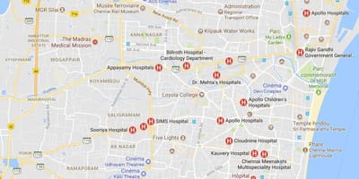 Karte Chennai Slimnīcas 